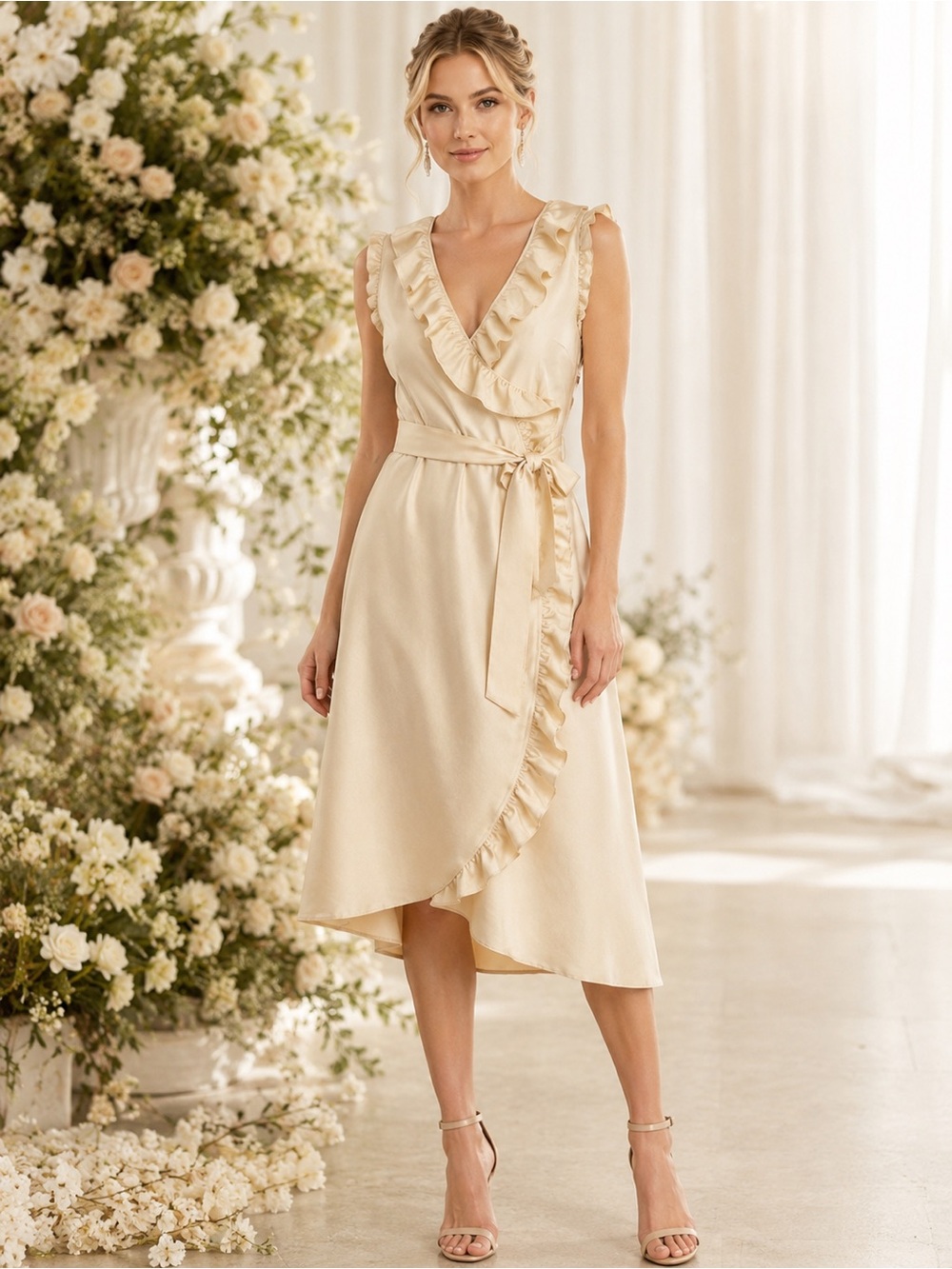 Kate Spade Ivory Ruffle Wrap Midi Dress | Romantic Wedding Guest Quiet Luxury 10
